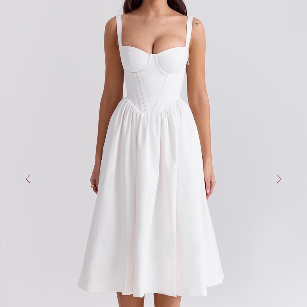 House of CB Kelly White Midi Corset Dress